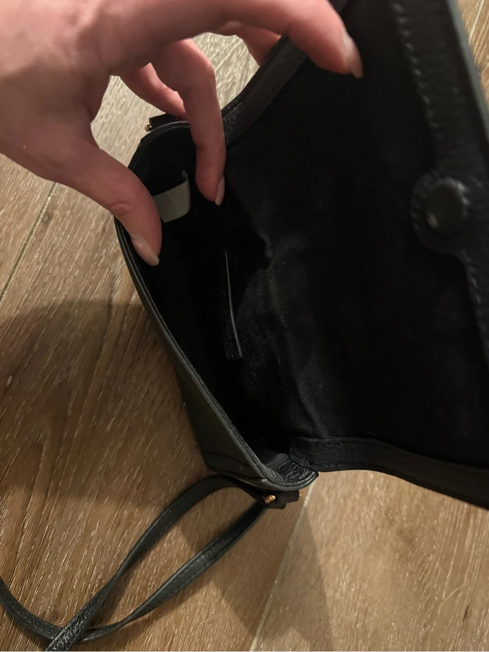 Marc Jacobs Black Pebbled Leather Crossbody with Gold Logo